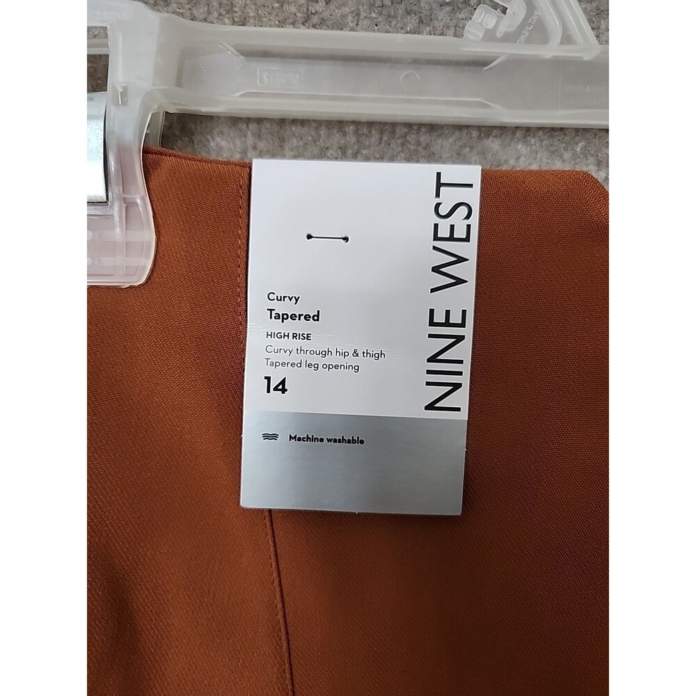 Nine West Curvy Tapered Ankle Dress Pants Womens 14 Brown Stretch Career NEW - Picture 7 of 10